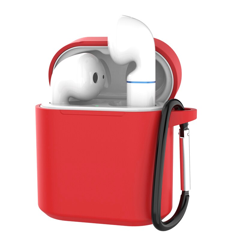 Pokrywa silikonowa etui na słuchawki do Huawei Honor FlyPods Fly Pods Pro futerały ochronne do Freebuds 2 Pro karabińczyk metalowy haczyk: Red With  Hook