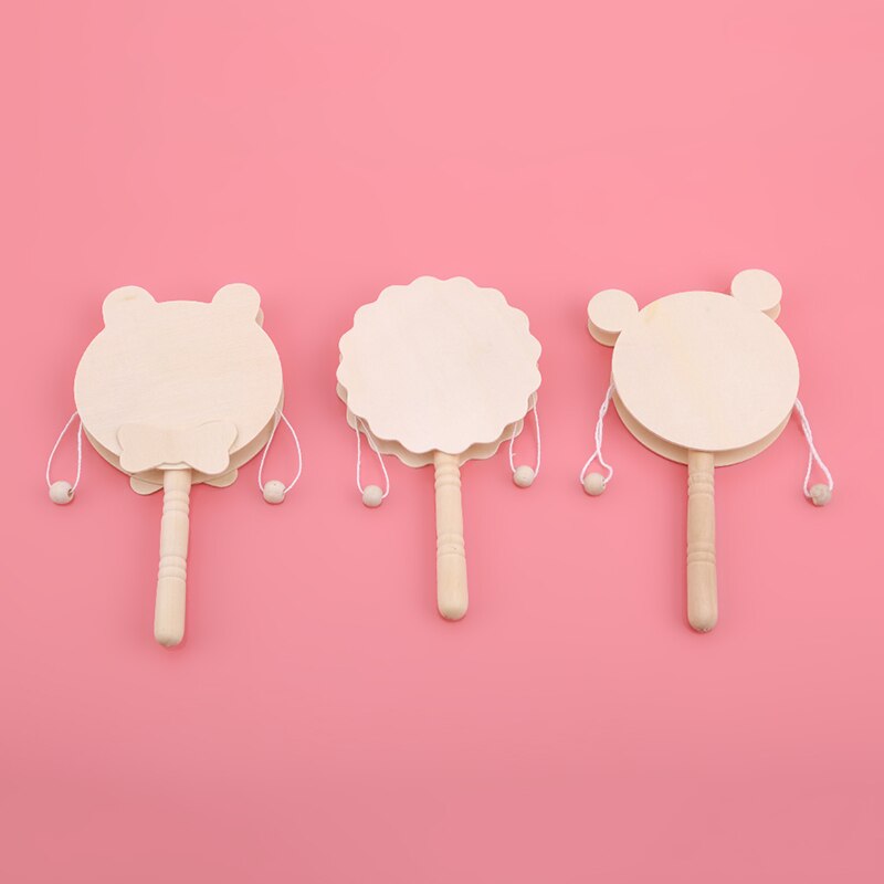 Drewniana grzechotka buk niedźwiedź ręcznie ząbkowanie drewniane pierścień grzechotki dla dzieci zagraj w wózek zabawki edukacyjne zabawki noworodka 0-12 miesięcy