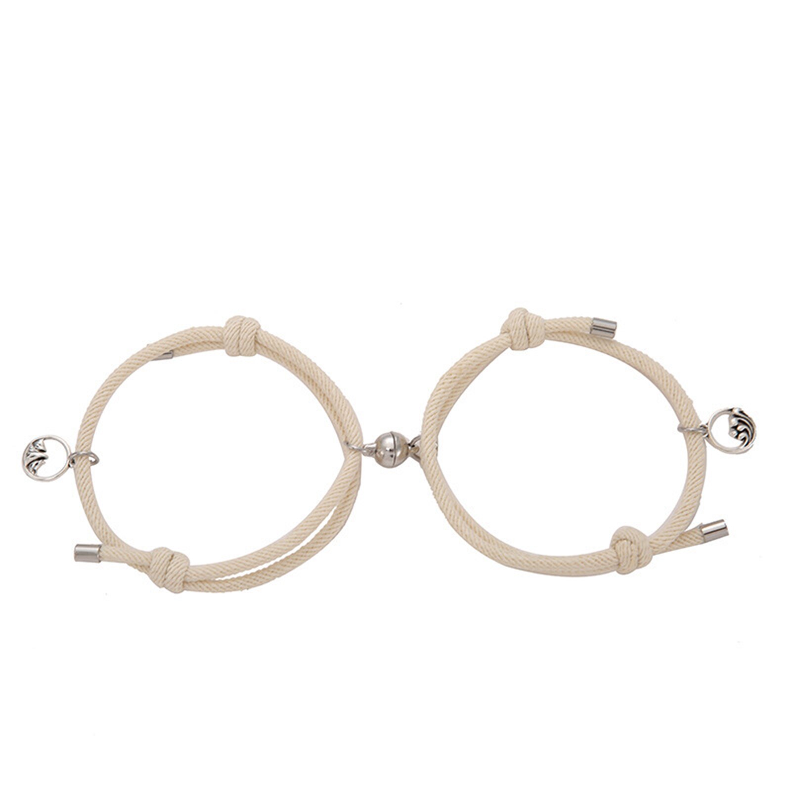 Pulsera de mano con succión magnética para adultos, accesorios de muñeca para novio y novia: Beige