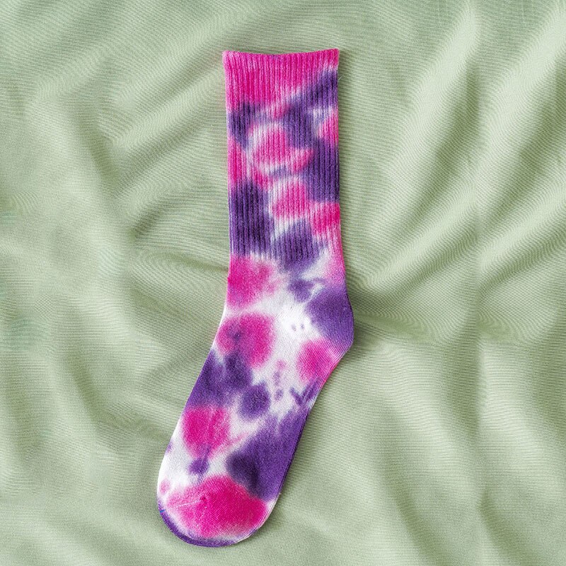 Cotton Skate Socks Men Women Sock Knee-high Funny Cycling Running Hiking Tie Dye Sox harajuku hip hop happy socks: E791887B