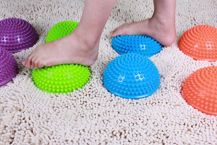 Purple PVC Inflatable Yoga Ball Massage Point Half Fitball Balance Trainer Stabilizer GYM Pilates Fitness Balancing Bosu Ball 22