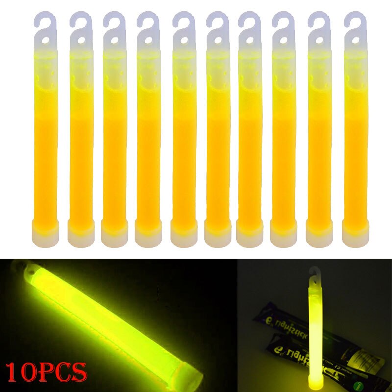 Barra luminosa de 6 pulgadas para productos químicos, barra de luz multicolor para decoración de emergencia, acampada, fiestas, clubes, suministros químicos fluorescentes, 10 unids/lote: YELLOW