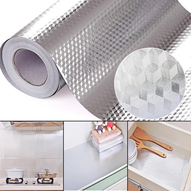 40X100Cm Aluminiumfolie Zelfklevende Waterdicht Muursticker Diy Fornuis Meubels Olie-Proof Muurstickers