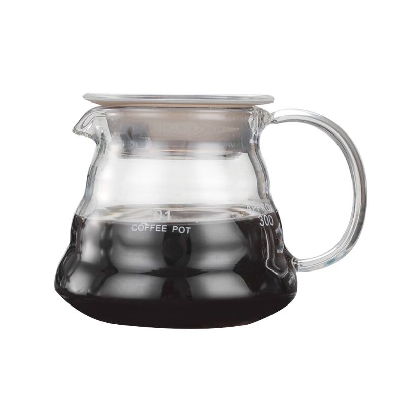Pour Over Coffee Dripper Brew Heat Resistant High Borosilicate Glass Coffee Maker Come Coffee Server with Lid: A