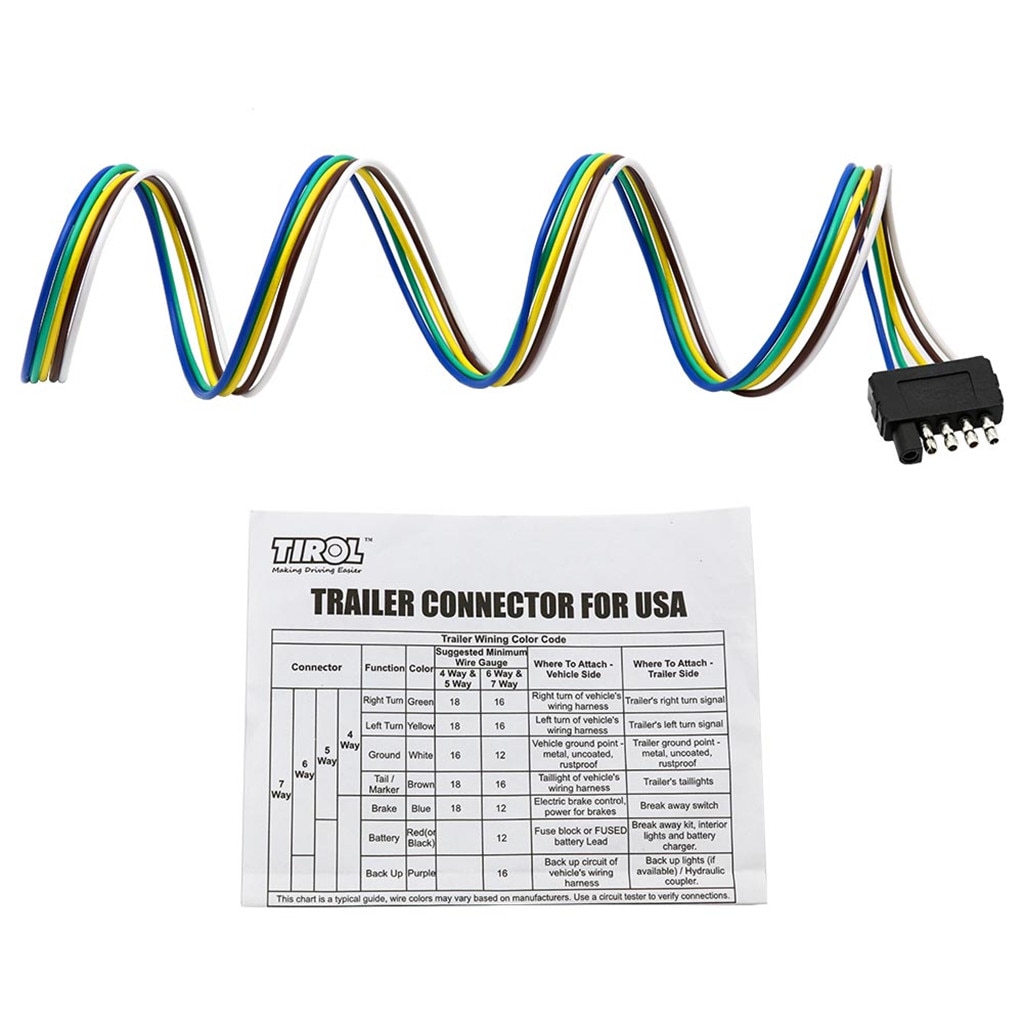 5- veis flat tilhenger ledningsnett forlengelseskontakt med 36 '' kabel us