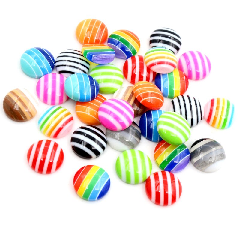 ! 40 unids/lote 12mm colores mezclados resina trasera plana rayas clásicas cabujones Cabochon Base camafeo 12mm: Mix-Z6-11