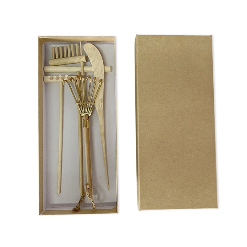 6/9Stck Mini Zen Garten Bambus Rechen Mini Rechen einstellen DIY Kunst Handwerk für freundlicher Aktivität Zentrum Gemeinschaft beliebte Graffiti Bausatz