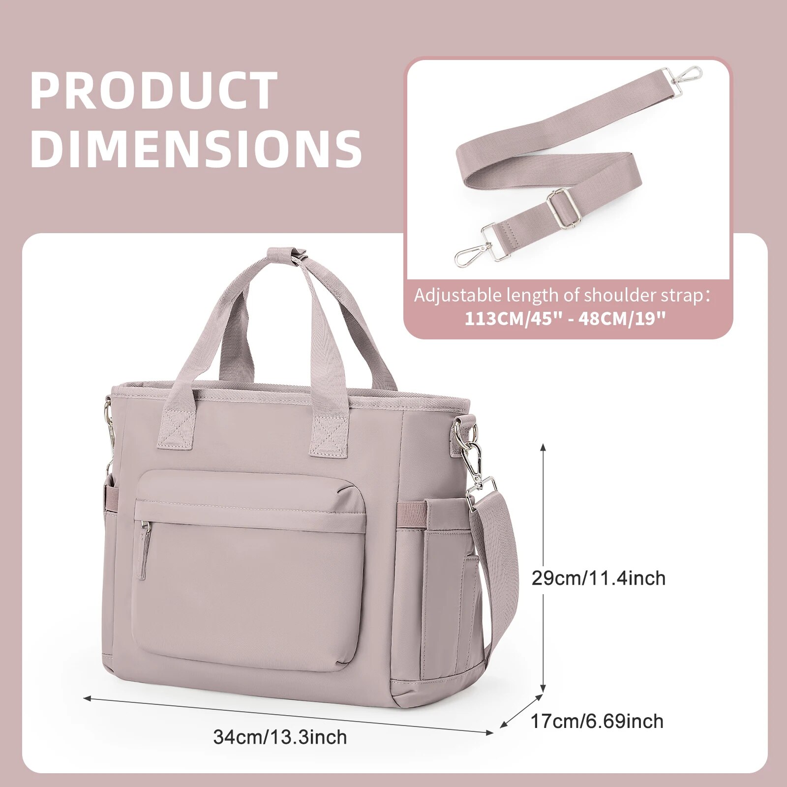 Likros Insulated Lunch Bag for Women Men, Lunch Box Bag with Shoulder Strap, Adult Reusable Tote Lunchbag for Work Picnic Beach: Pink