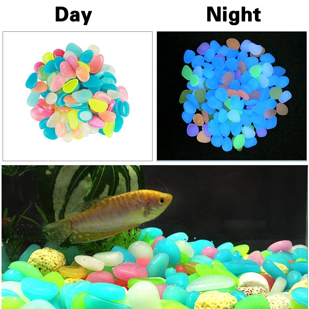 50/100pcs Luminous Stones Glow In Dark Decorative Pebbles Outdoor Fish Tank Decoration Pebble Rocks Aquarium Garden Decor