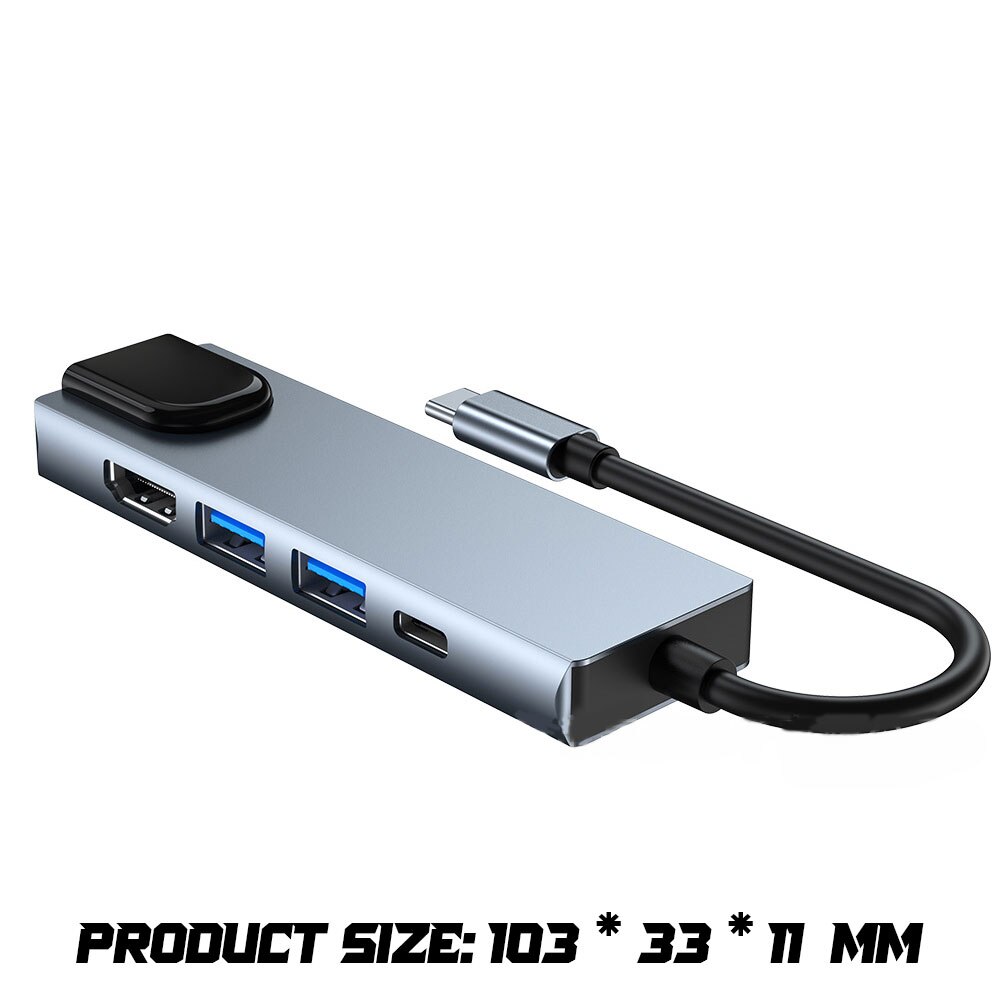 Tipo c hub 5-in-1multiport adaptador doca com usb 3.0 4k hdmi pd passar através de carregamento para macbook pro ar ipad pro xps portátil