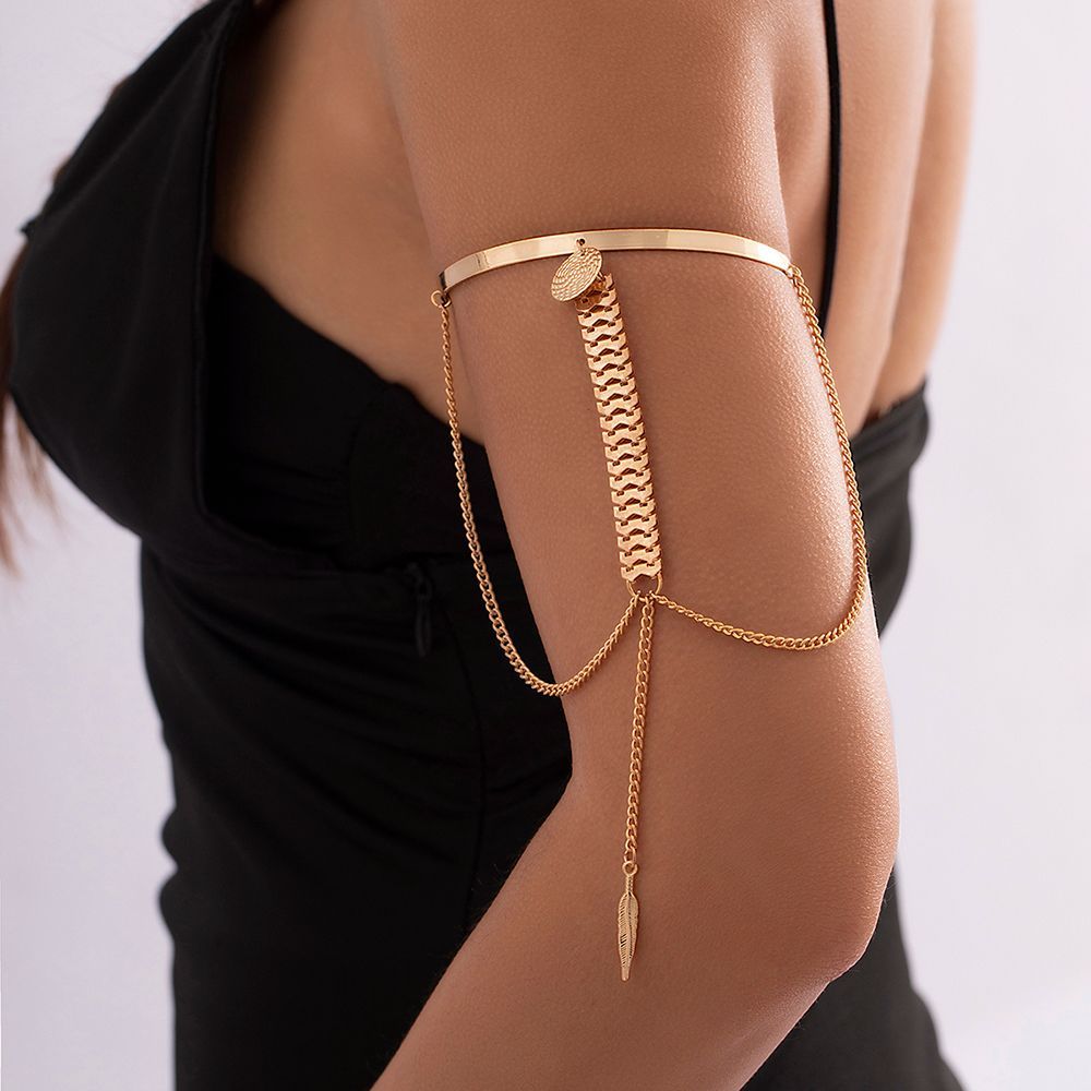 Pulsera de brazo de Metal Vintage para mujer, brazalete con forma redonda, cadena para el brazo superior, estilo romano griego
