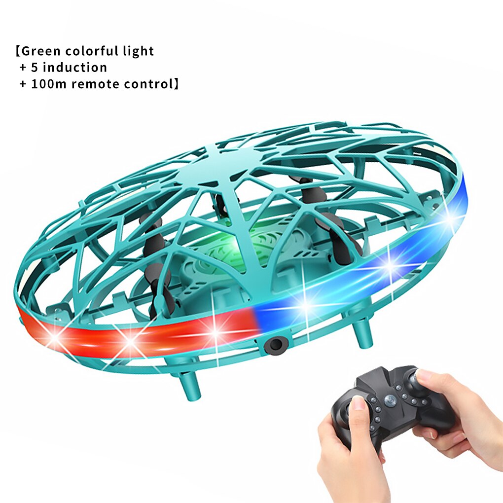 Mini UFO Drohne Anti-kollision Fliegen Hubschrauber Magie Hand UFO Ball Flugzeug Sensing Induktion Drone Kind Elektronische Spielzeug: green and control