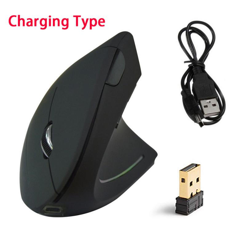 Vertical Wireless Ergonomic Computer Mouse Red 800 1200 1600DPI Button Optical Gamer Mause Gaming Mice For Laptop Computer: Charging Type