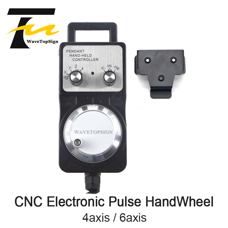 WaveTopSign HandWheel Pulse Generator CNC Electronic HandWheel 4axis 6axis MPG 60mm DC5V 6pin 100PPR use for CNC Router Machine