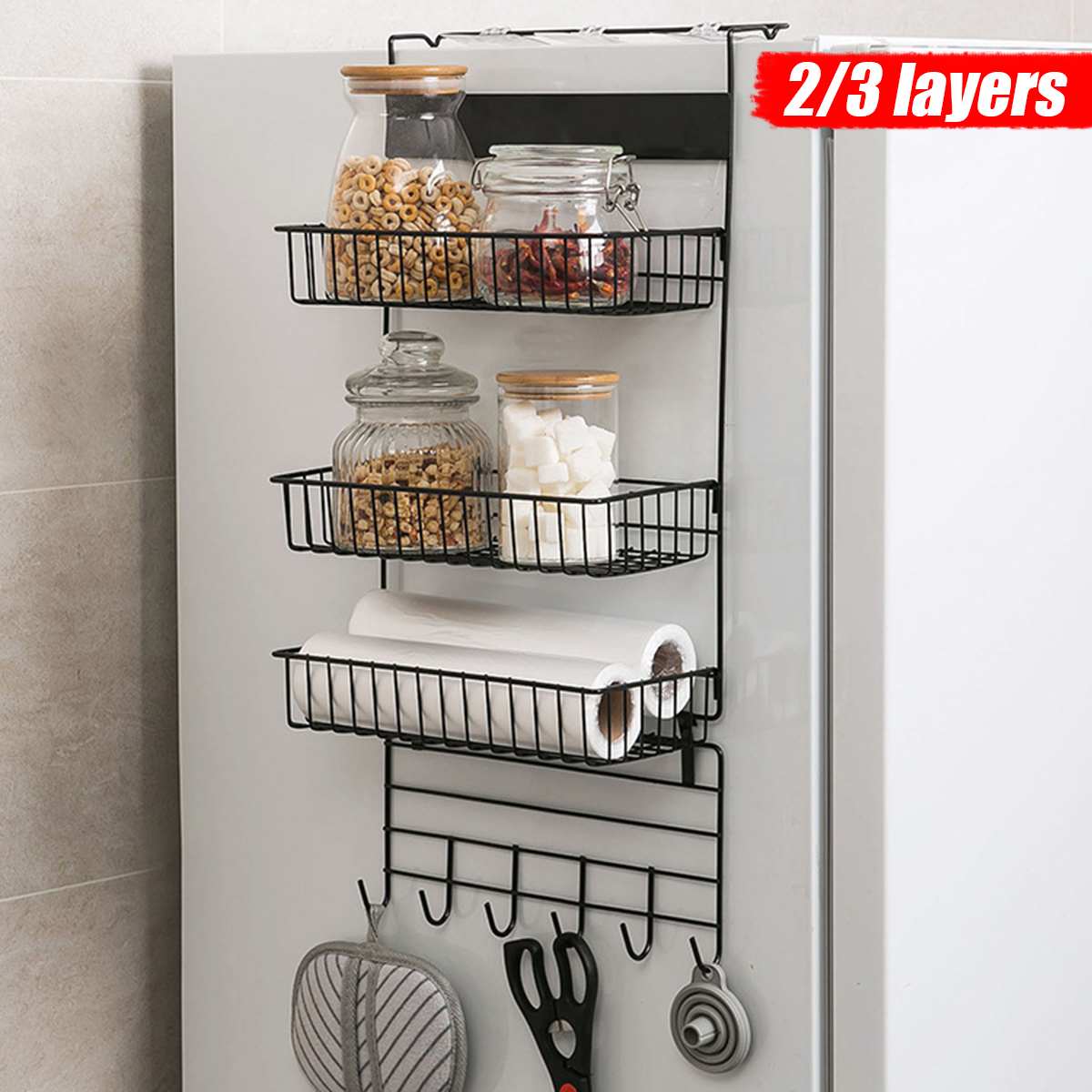 Multi-functional Refrigerator Rack Fridge Side Shelf Sidewall Holder Kitchen Fridge Side Rack Space Saver