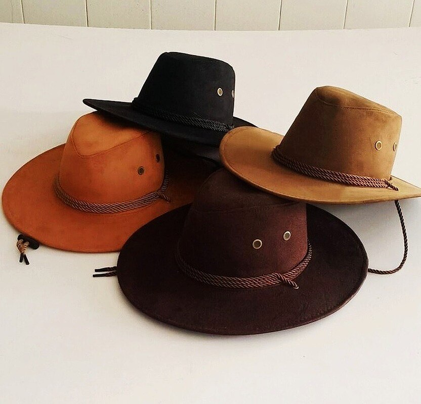 for Men and Women Wide Brim Western Cowboy Hat Retro Deerskin Plush Western Cowboy Hat Suitable (58-60cm)