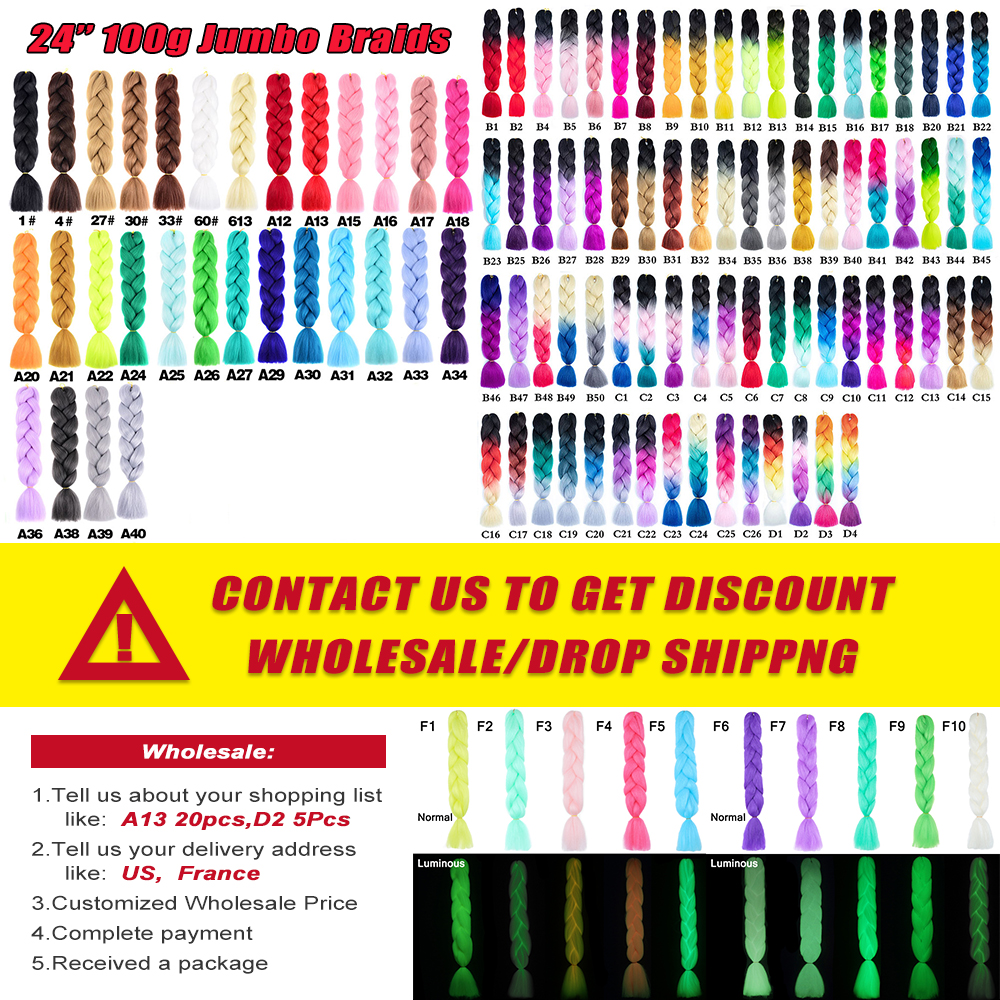 Capelli sintetici Kanekalon tutto'uncinetto Intrecciare i capelli pre allungati Ricci jumbo Trecce Estensioni Accessori per capelli per trecce per ragazze