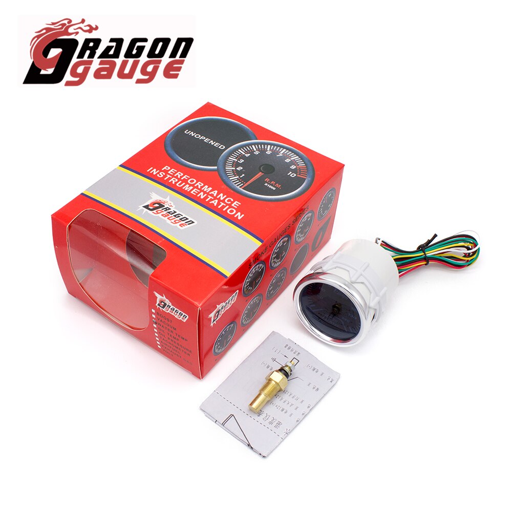 「DRAGON」 2&quot; 52mm Water Temperature Gauge With Water Temperature Sensor 40~140℃ Car Modified Gauge Fit for 12V Car