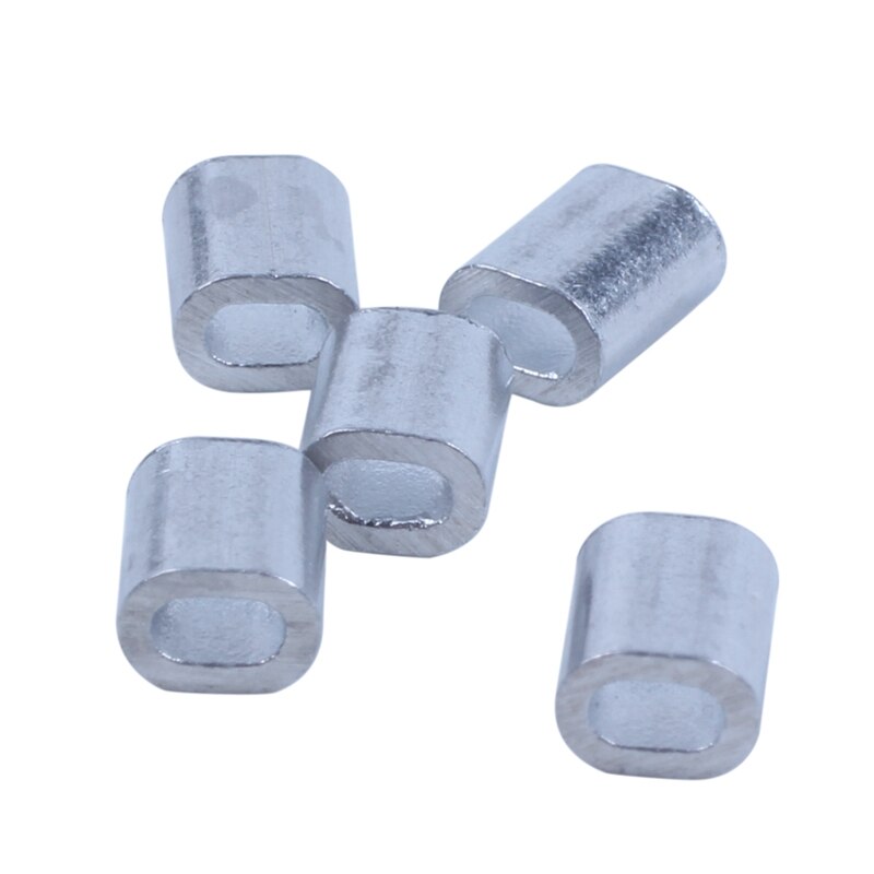 200 Pcs 1Mm Steel Wire Rope Aluminum Ferrules Sleeves Silver Tone