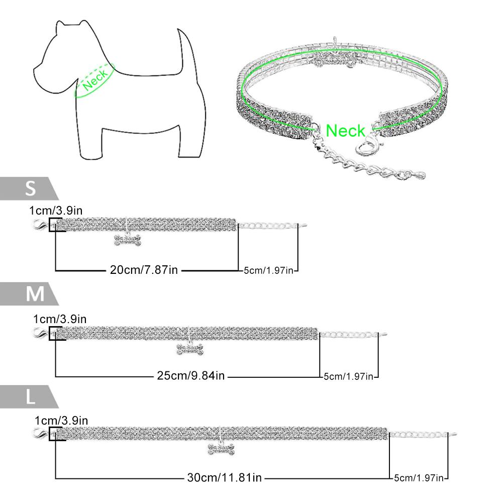 Prachtige bling kristallen hondenhalsband met diamant puppy, glimmende, volledige strass ketting, halsbanden voor kleine honden, benodigdheden