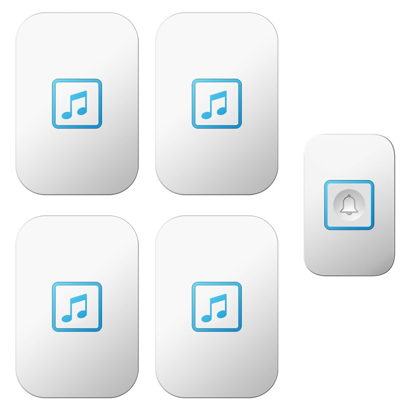 Cacazi Welkom Draadloze Deurbel Waterdicht 1 Zender 4 Ontvangers Smart Draadloze Bel Volume 0-110dB 60 Chimes Us Eu Uk Plug: white 1x4 / VS