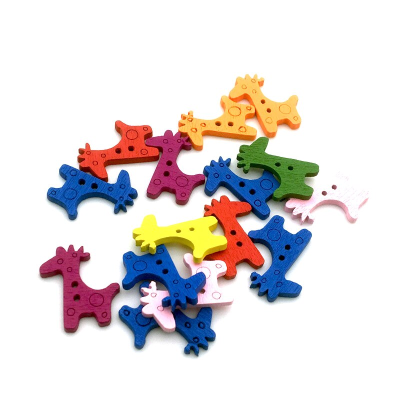 Vêtements de couture pour enfants, 50 pièces, 2/4 trous, boutons mixtes en bois, accessoires multicolores, forme mixte Animal/fleur, bricolage, Scrapbooking13-25mm