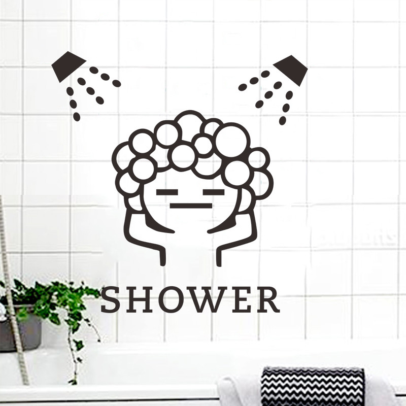 Badeværelse vaskerum boble bruser hjem indretning mærkat vægmaleri væg klistermærker dør dekoration: 3169