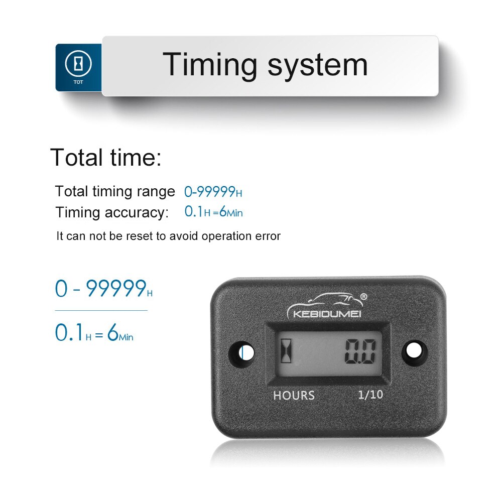 Inductive Motorcycle engine Digital Hour Meter gauge For boat ATV Snowmobile Marine chainsaw LCD display Not Tach
