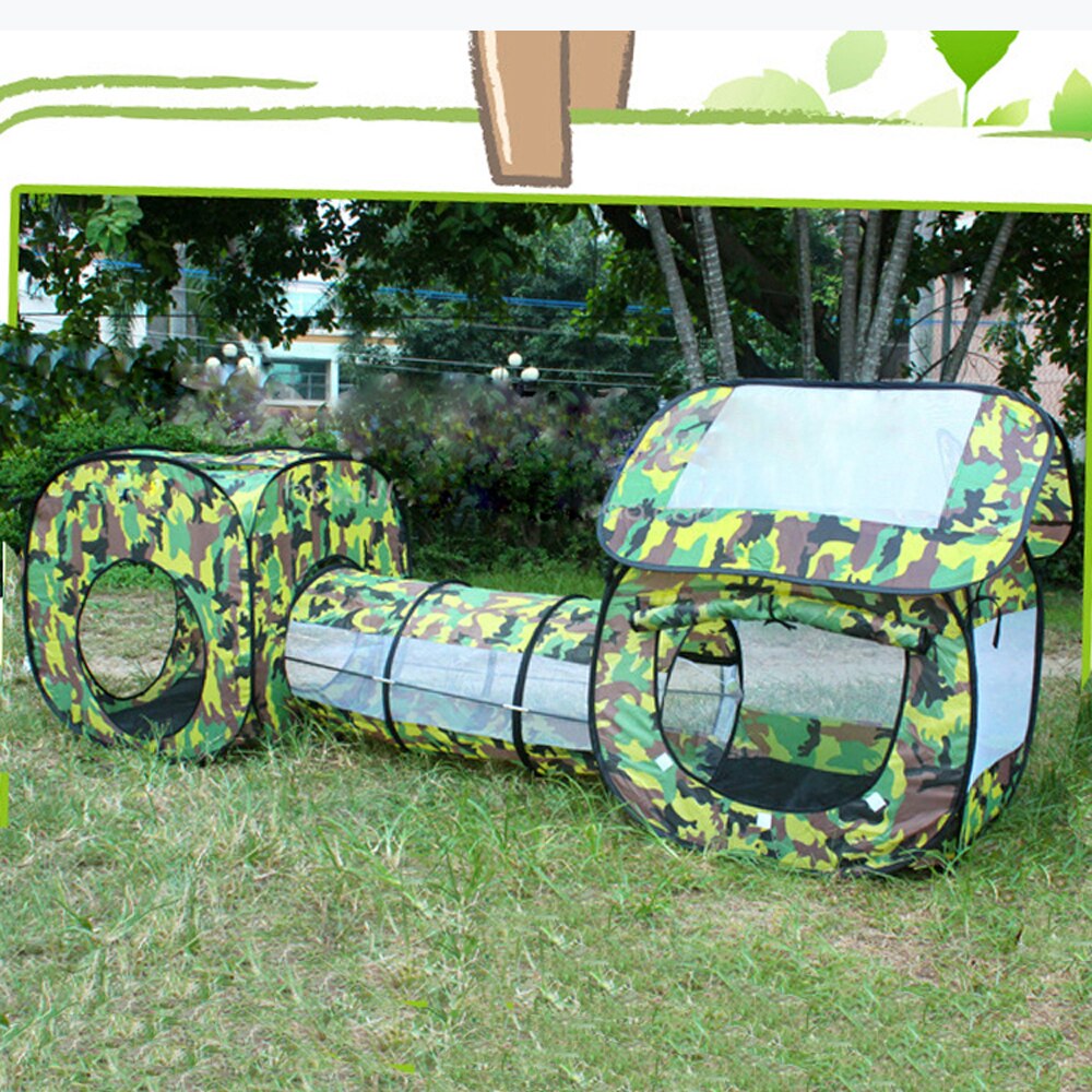 3 in 1 Kids Camouflage Speelgoed Tent Baby Vierkante Cubby Teepee Pop up Tunnel Kruipen Tent Sets Kinderen Outdoor Indoor playhouse Hut