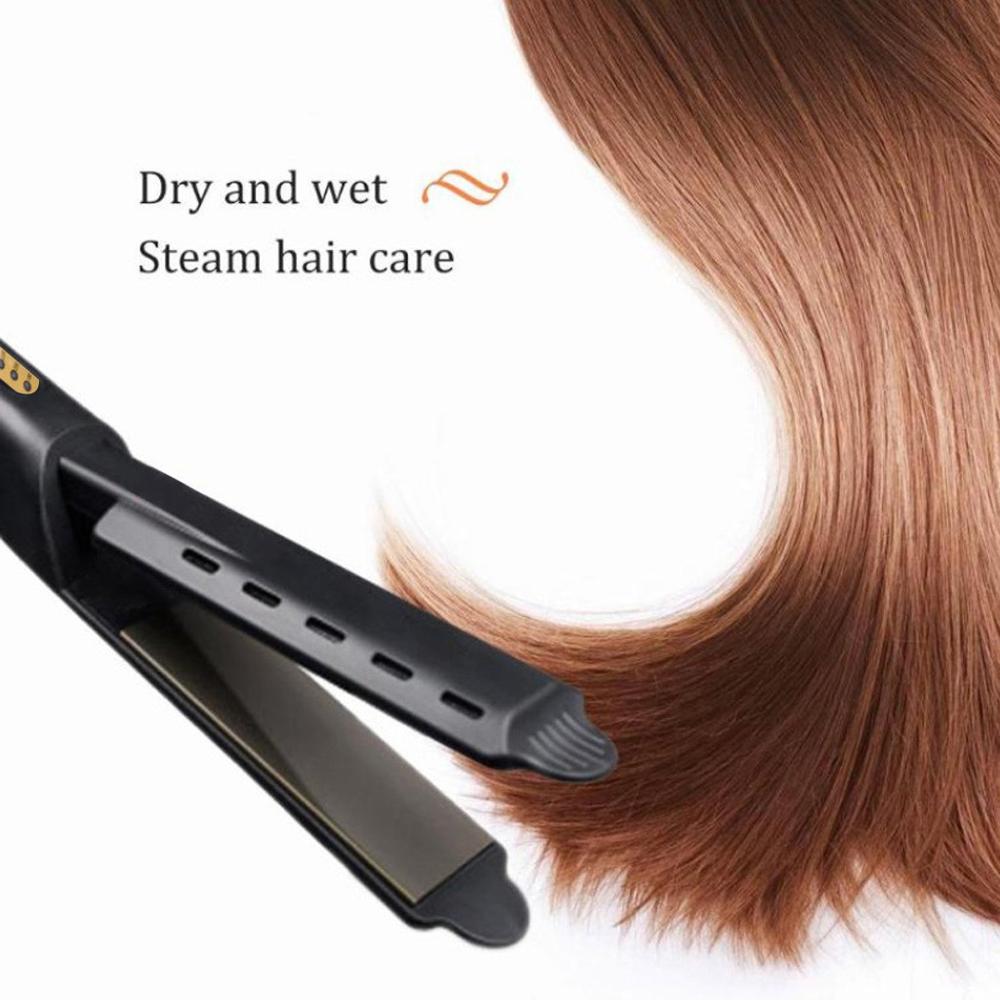 Ceramic Tourmaline Ionic Flat Iron Hair Straightener Dry&Wet Widen Panel Make Hair Silky & Shine Fast Steam Straightening Irons
