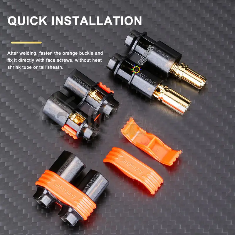 200A REB 6808 PRO D6 Gold-plated Plug 6mm Electric Vehicle Lithium Battery Connector Female No Soldering Required Banana Socket