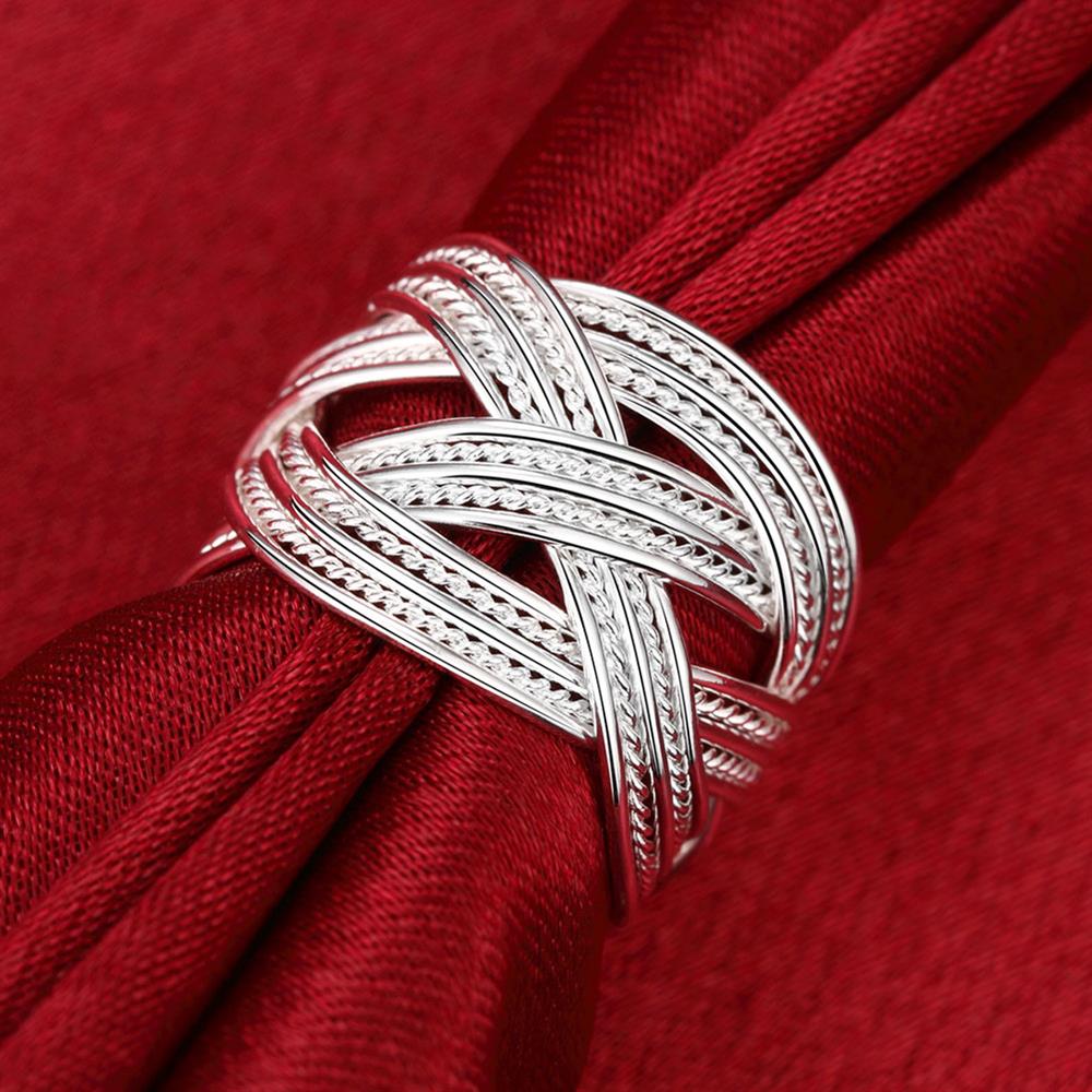 925 Sterling Zilveren Ringen Armbanden Sieraden Set Fijne Brede Weave Bangle Verstelbare Size Etnische Stijl Party
