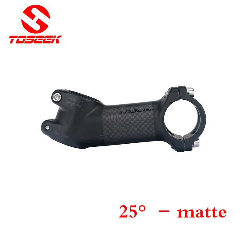 Toseek-vástago de bicicleta de fibra de carbono, 6/10/17/25/35 grados, ultraligero, 60/70/80/90/100mm, potencia de bicicleta de montaña, aluminio: Rosa