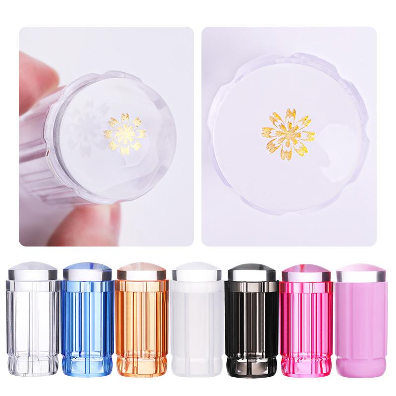 1Pc ongles Art modèles clair gelée Silicone ongles estampage plaque grattoir avec capuchon Transparent ongles Stamper ongles Art outils