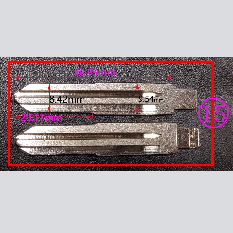 Almindelige fulde biler  #02 #31b #15 #1 #27 #5 #129 foldet nøgleblad bilnøgleembryo, der erstatter nøglehovedets fjernbetjening: 15