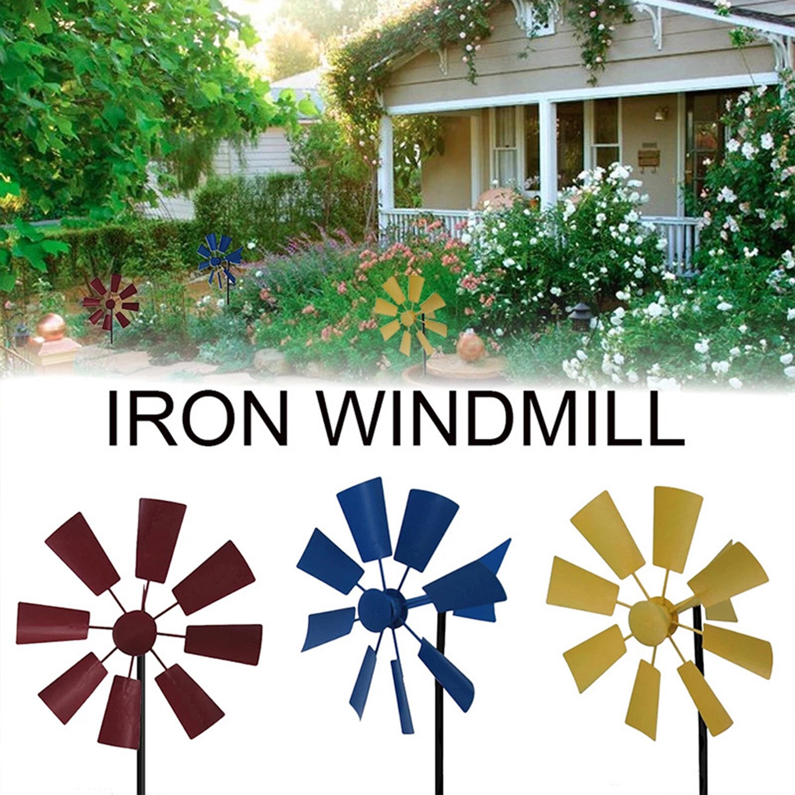 Garden Windmill Modern Outdoor Iron Lawn Windmill Metal Wind Spinner Interesting Garden Decoration Tools Accessories
