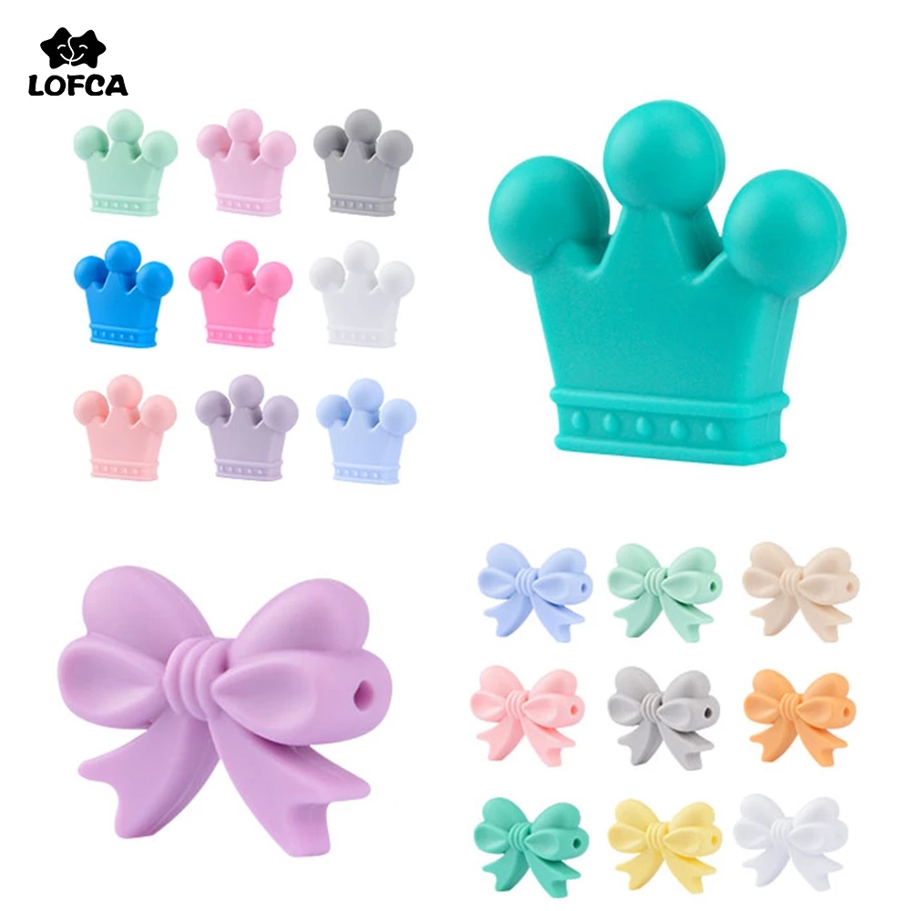 LOFCA – perles couronne en Silicone, 10 pièces, sans BPA, de alimentaire, utilisées dans la fabrication de colliers, Bracelets, accessoires de bijoux