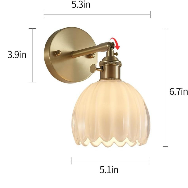 Szklana Lampa Ścienna klasyczny Zielony Tulipan Kinkiet Nowoczesny Prosty salon Sypialnia Korytarz Restauracja Dekoracyjne Oświetlenie Wewnętrzne Okablowanie