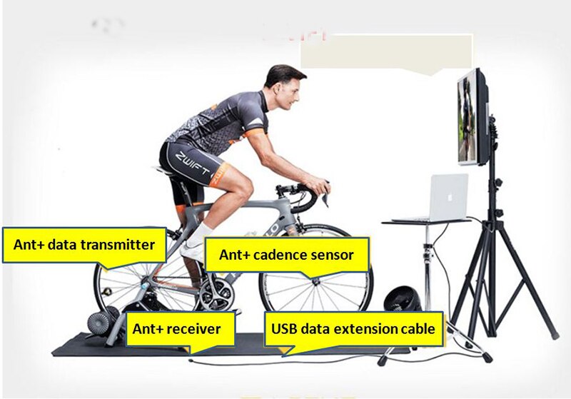 Zwift ANT+ USB Transmitter Receiver Compatible Garmin Bryton Bicycle Computer Cycle Bluetooth Speed Cadence Sensor USB ANT Stick