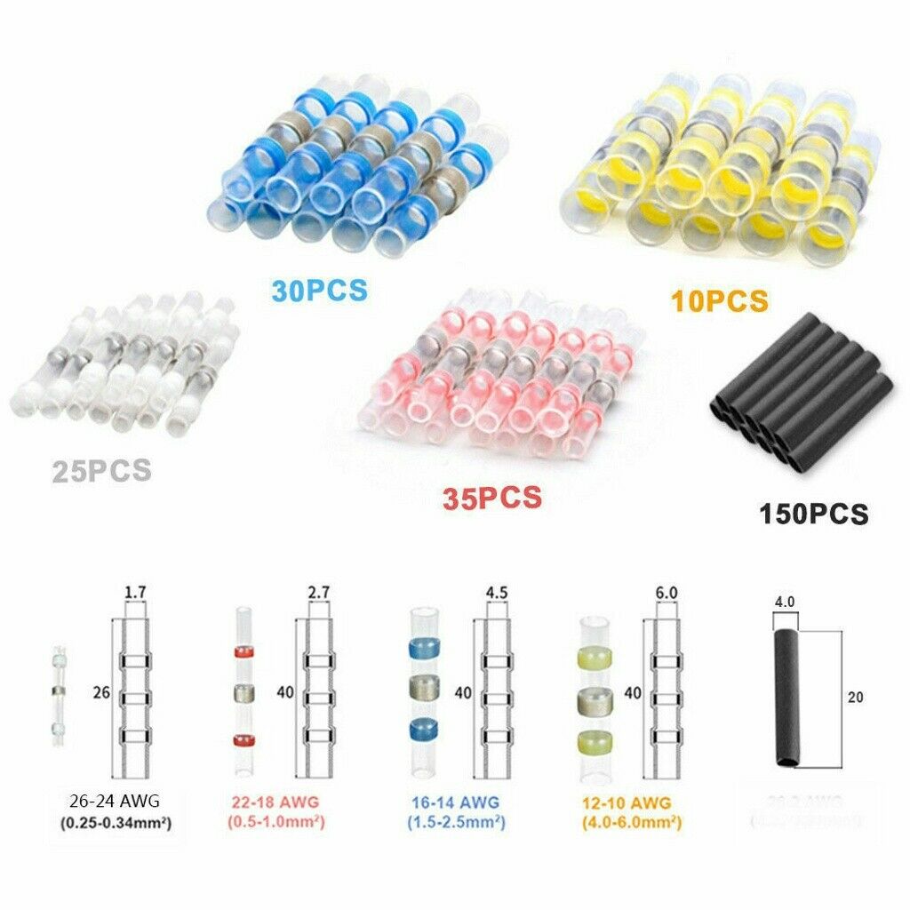 250pcs Solder Seal Wire Connectors Kit-Heat Shrink Tube -Insulated Electrical