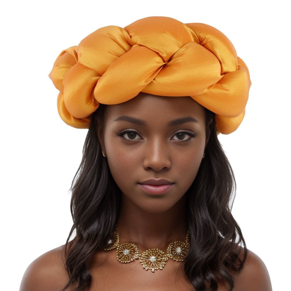Exagerado Grande Trança Cabeça Banda para As Mulheres, Raw Silk Turbante Cap, Nigéria Wedding Party Headpiece, Headband Feminino, Novo: Vermelho