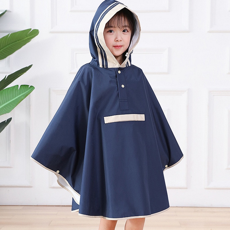 Kids Children's Windproof Raincoat Waterproof Hooded Raincoat Kindergarten Kids Baby Stereo Poncho With School Bag Outerwear