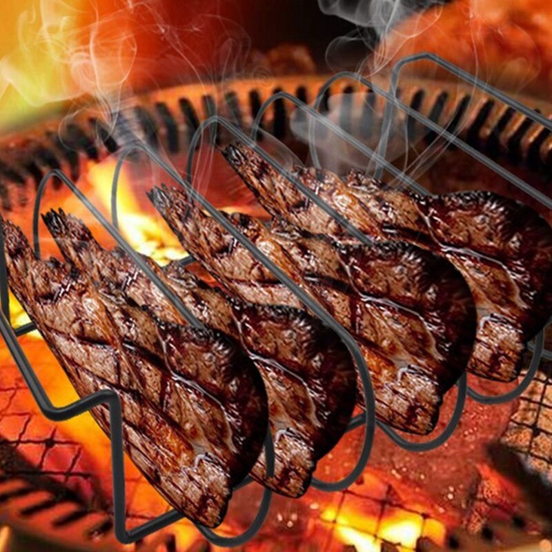BBQ Roasting Rib Rack Multifunction Non-Stick Roast Whole Chicken Ribs Meat Non-Stick Rib Rack for Grilling CNIM