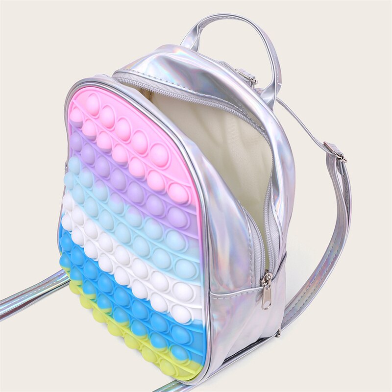 Kinderen Rugzak Anti Stress Tassen Kids Fidget Speelgoed Zachte Squishy Push Bubble Squeeze Meisjes Jongens Tas Opslag Shiny
