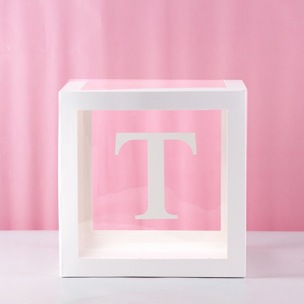 Letter A- Z Transparent Boxes Kid Birthday Baby Shower Birthday Party Decoration Shower Balloon Storage Box Party Supplies: T
