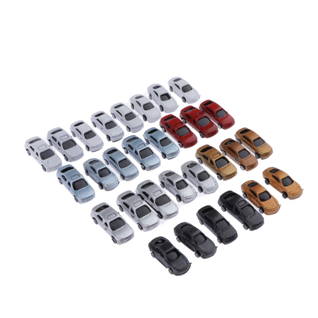 30pcs Painted Model Cars Miniature Model Car Building Train Layout Scale Z (1 to 200)