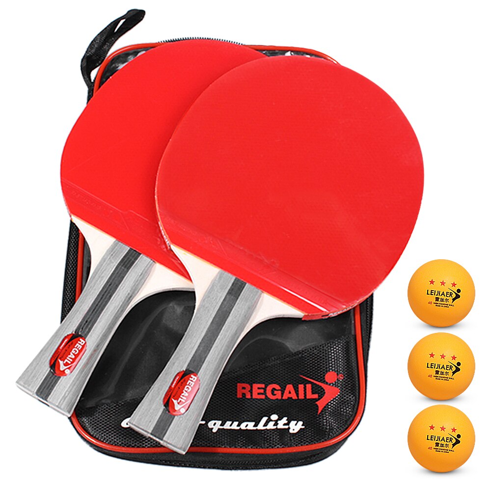Ping Pong Paddles Table Tennis Rackets 2 Ping Pong Bats Long Short Handle Ping Pong Racket Set Racquet Bundle Kit with 3 Balls