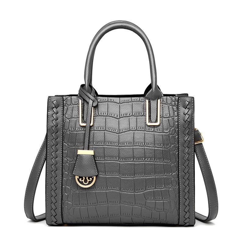 Casual Women's Handbags Pu Leather Crossbody Bags for Women Crocodile Pattern Tote Shoulder Bag: Gray