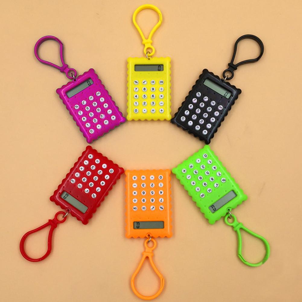 Mini Calculator Pocket Student Mini Electronic Calculator Biscuit Shape School Office Supplies Mini Calculator