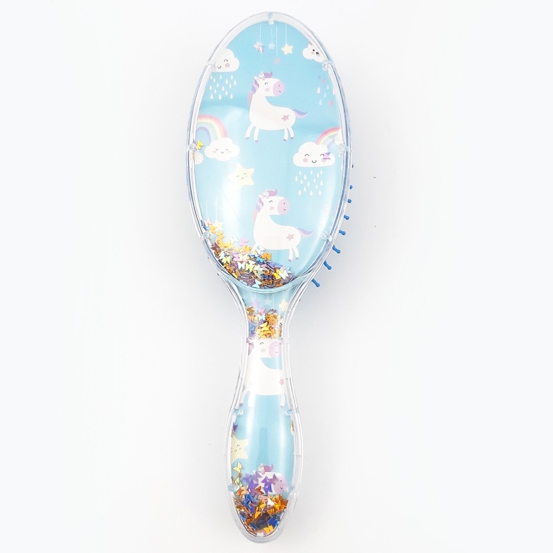 Cartoon Cute Unicorn Animal Sequins Anti-static Hair Brush Massage Comb Shower Wet Detangle Hair Brush Salon Hair Styling Tools